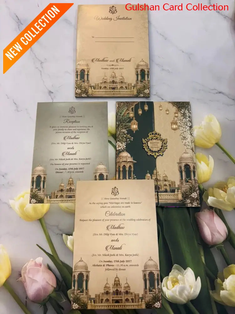 Centre Open Designer Wedding Invitation Card for Marriage JC 3696