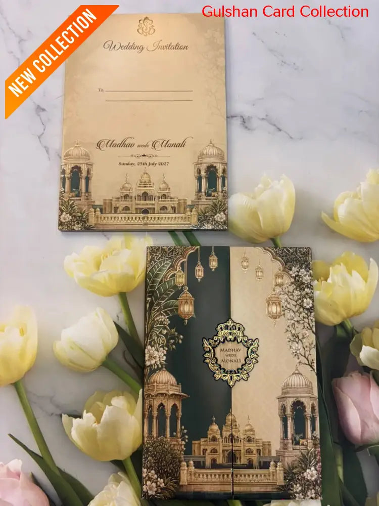 Centre Open Designer Wedding Invitation Card for Marriage JC 3696