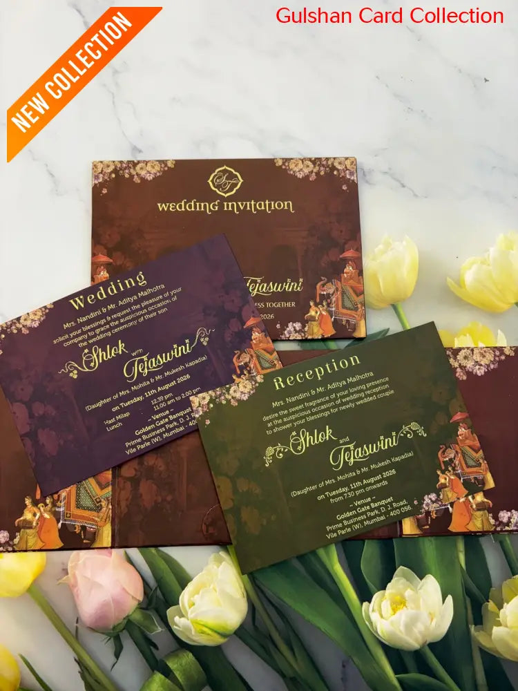 Centre Open Designer Wedding Invitation Card for Marriage JC N 712