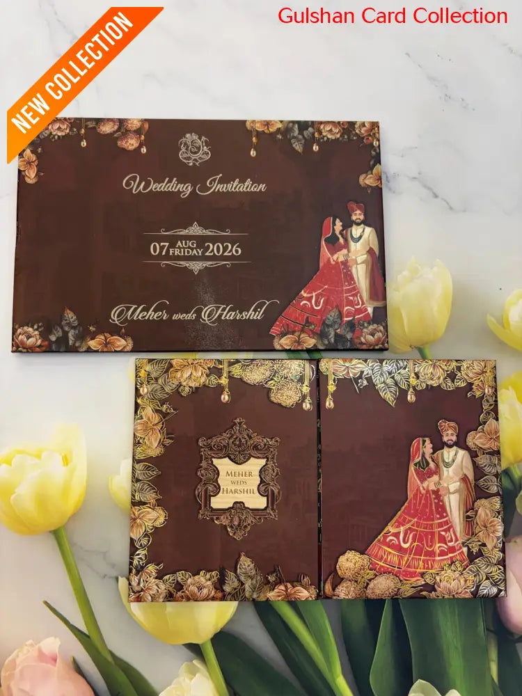 Centre Open Designer Wedding Invitation Card for Marriage JC N 742