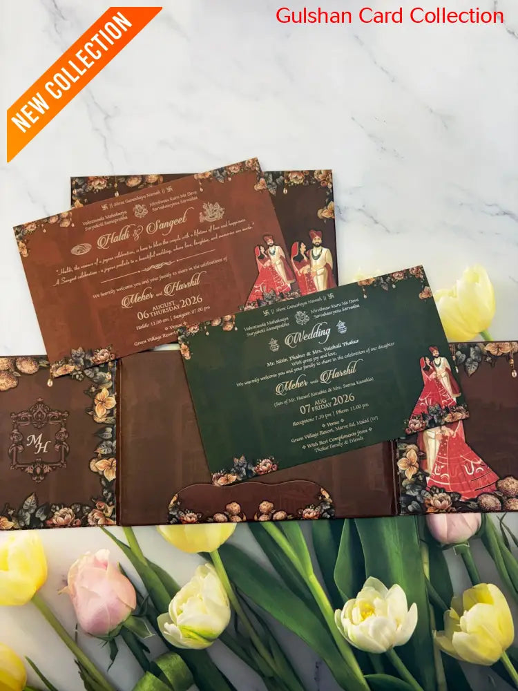 Centre Open Designer Wedding Invitation Card for Marriage JC N 742