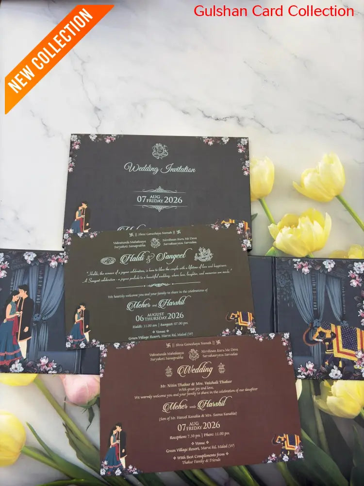 Centre Open Designer Wedding Invitation Card for Marriage JC N 744