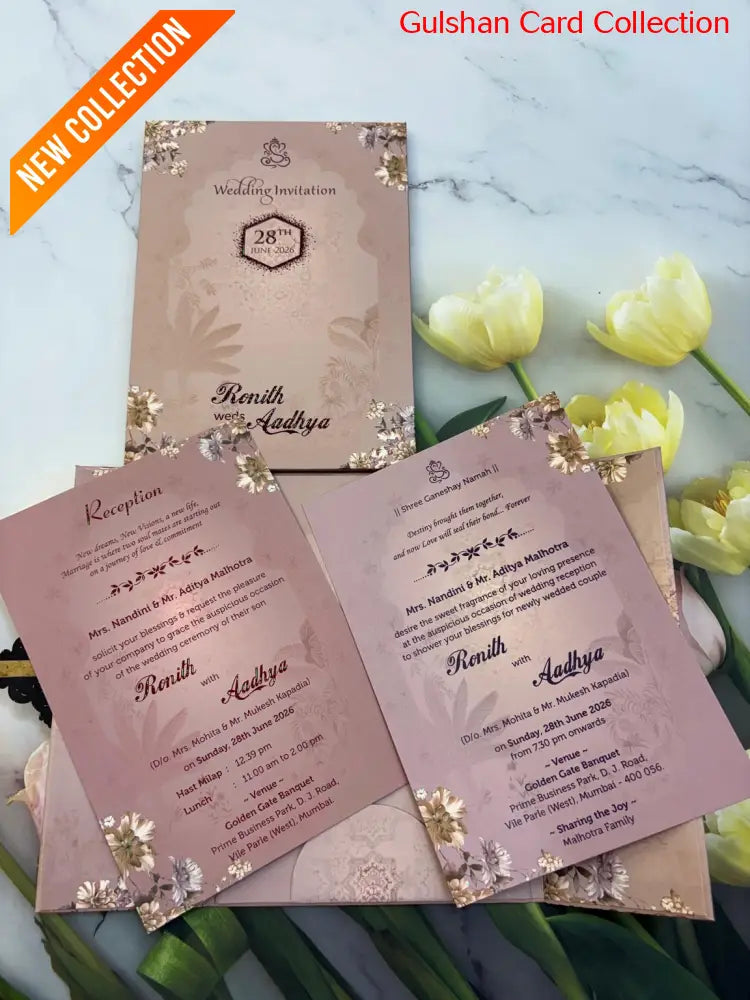 Centre Open Designer Wedding Invitation Card for Marriage JC N684