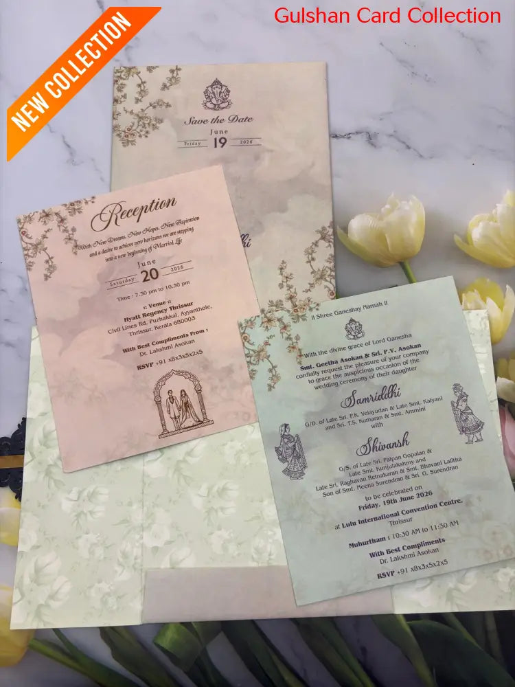 Centre Open Designer Wedding Invitation Card for Marriage JC N690