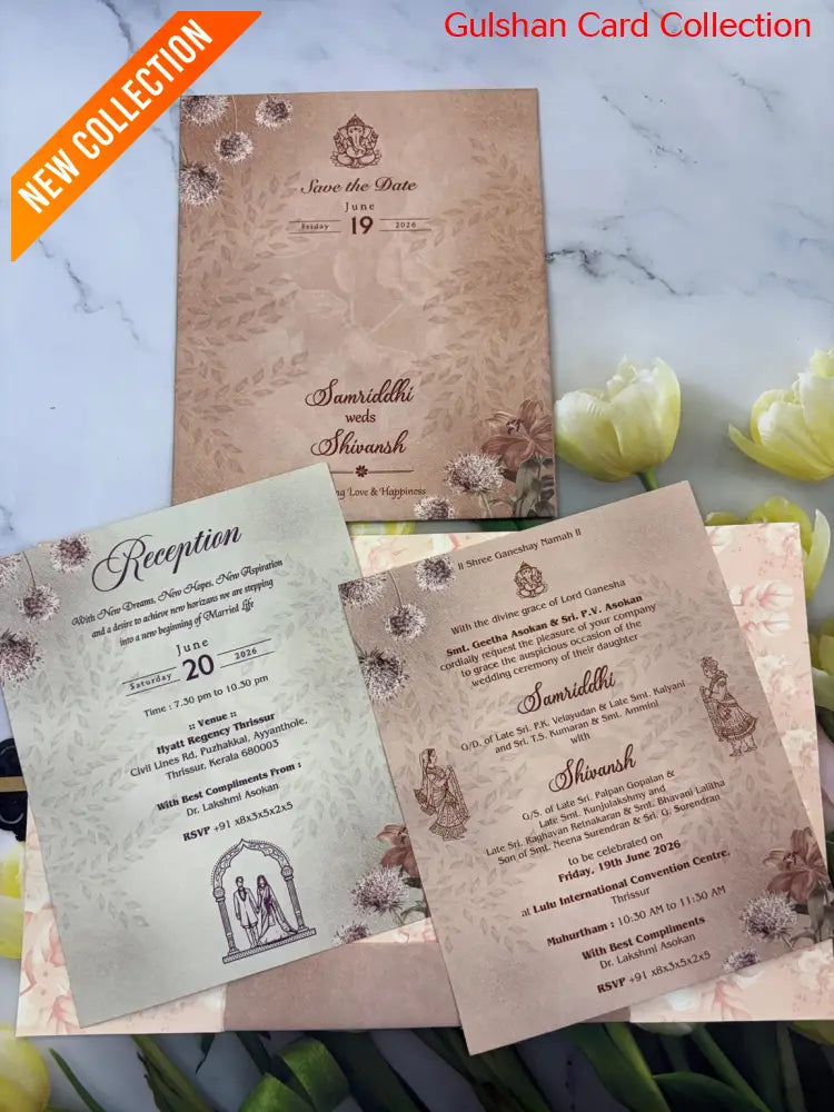 Centre Open Designer Wedding Invitation Card for Marriage JC N693