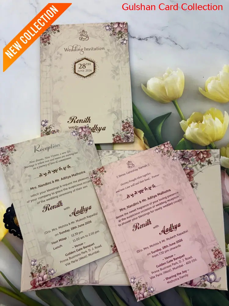 Centre Open Designer Wedding Invitation Card for Marriage JC N707