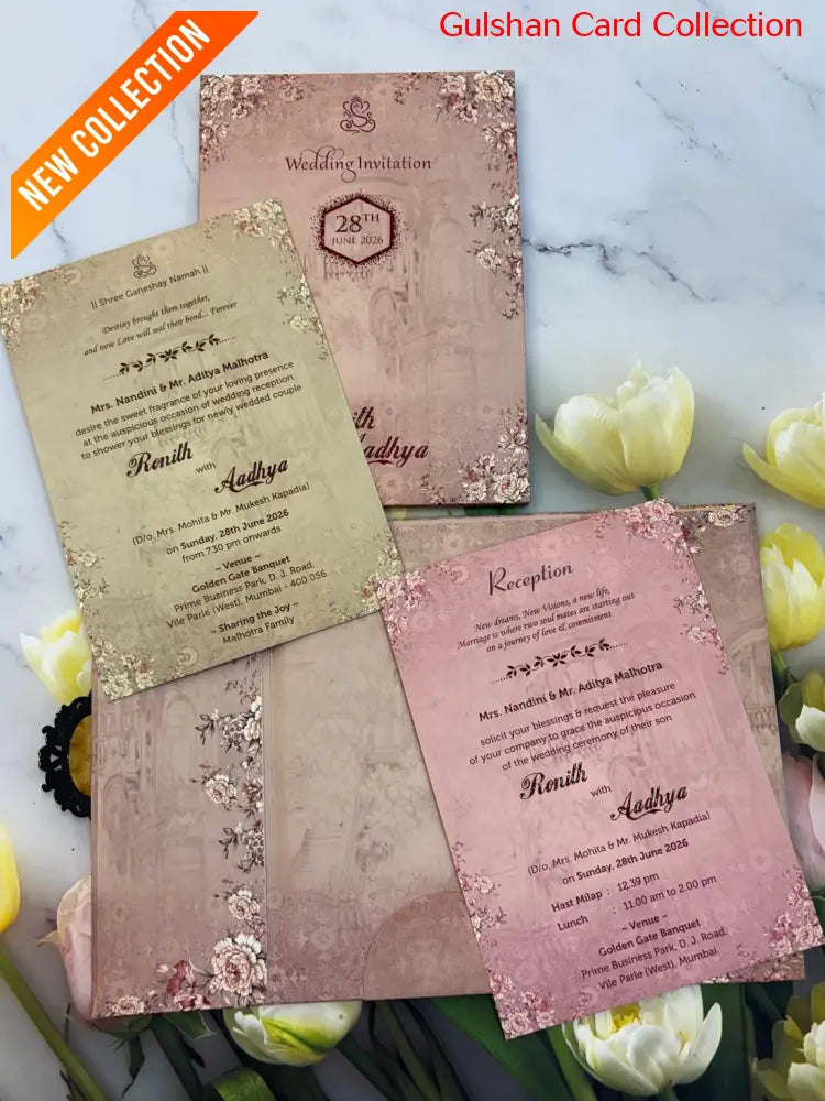 Centre Open Designer Wedding Invitation Card for Marriage JC N708