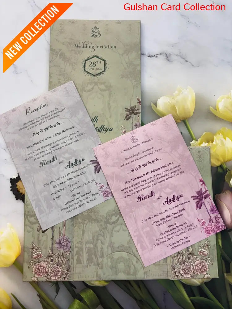 Centre Open Designer Wedding Invitation Card for Marriage JC N709