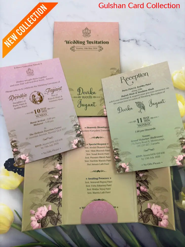 Centre Open Designer Wedding Invitation Card for Marriage JC N733