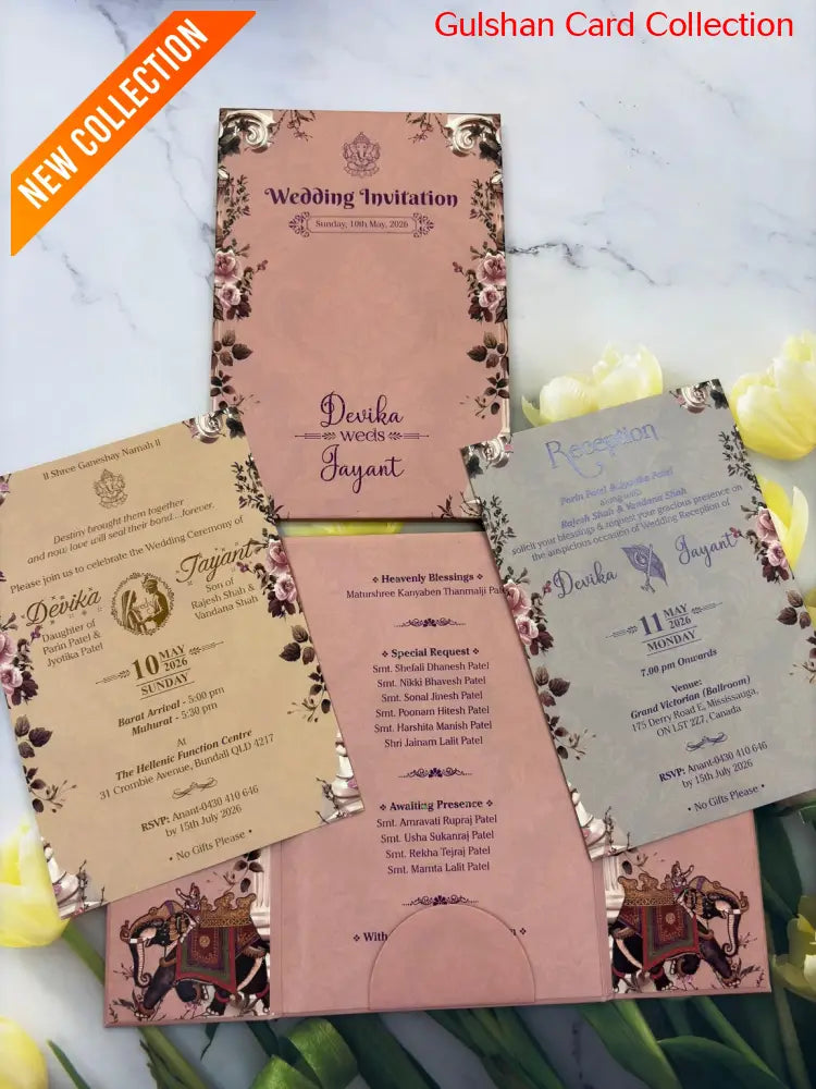 Centre Open Designer Wedding Invitation Card for Marriage JC N743