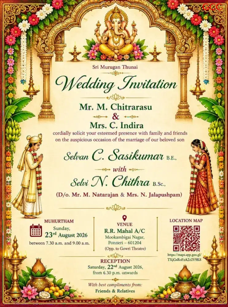Customisable Fancy 2027 Invitation Card 2 - With Print
