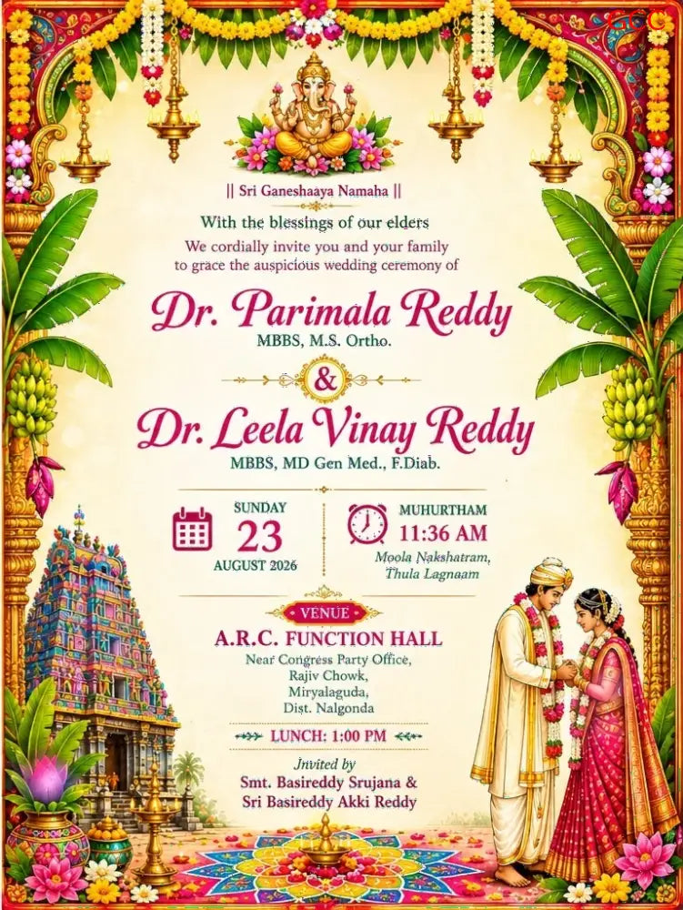 Customisable Fancy 2027 Invitation Card 3 - With Print