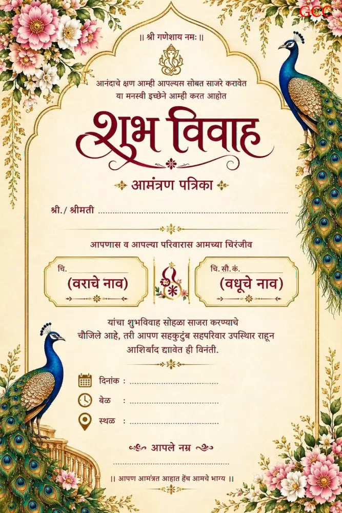 Customisable Fancy 2027 Invitation Card 5 - With Print