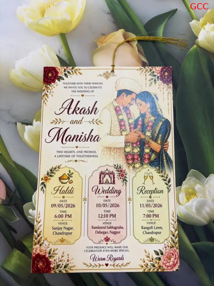 Customisable Fancy 2027 Invitation Card 9 - With Print