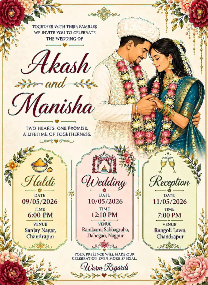 Customisable Fancy 2027 Invitation Card 9 - With Print