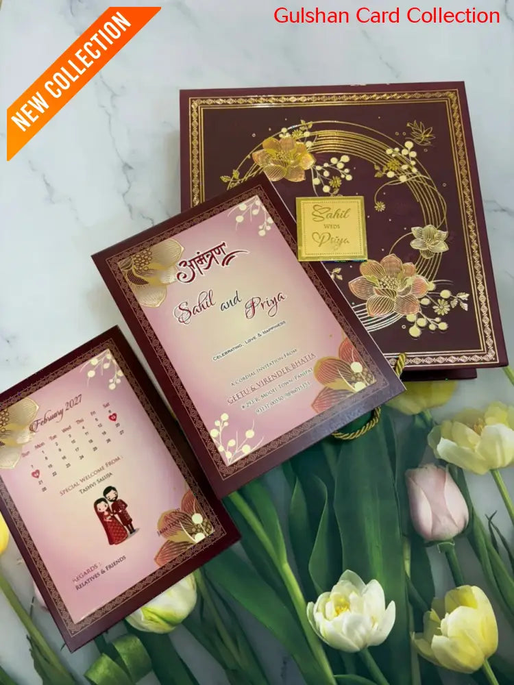 Dry Fruits/ Chocolate Designer Invitation Box in Floral Design SD-08.