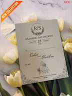 Elegant Taupe & Ivory Wedding Invitation Set with Gold Foil Calendar Design