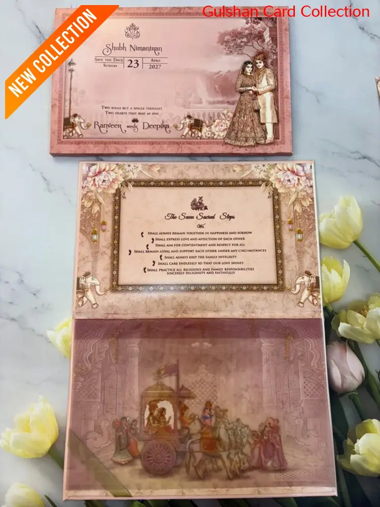Hardboard Designer Wedding Invitation Card for Marriage RD 7091