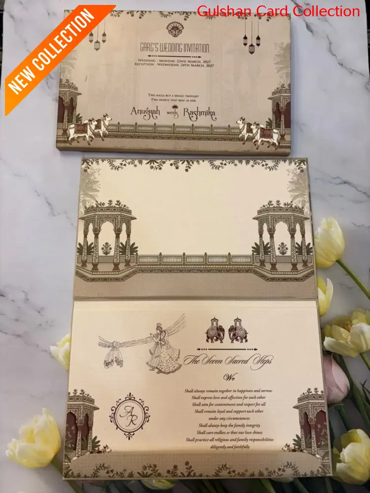Hardboard Designer Wedding Invitation Card for Marriage RD
