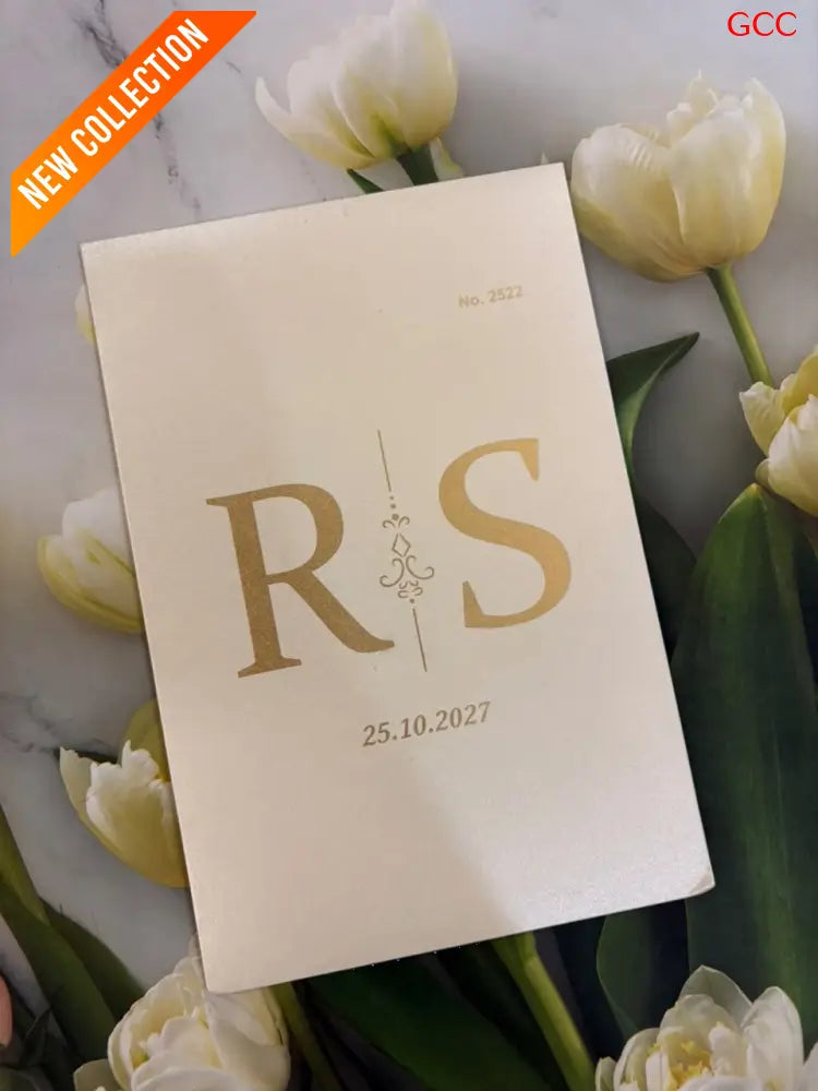 Ivory Cream & Gold Foil Geometric Flap Wedding Invitation Suite with Wax Seal