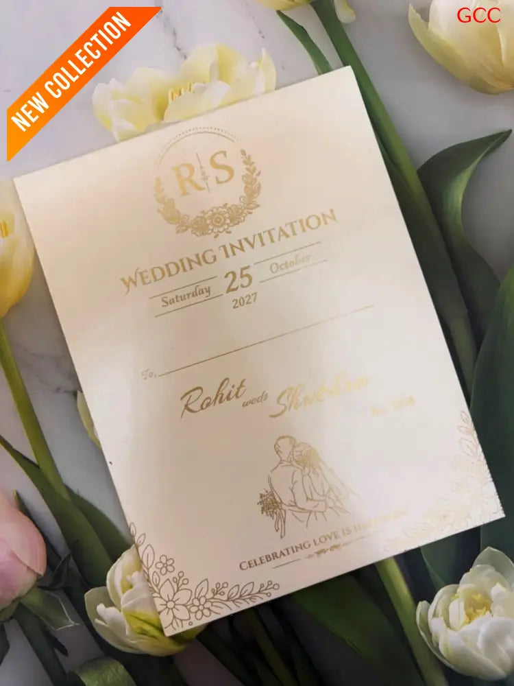 Ivory & Gold Foil Infinity Monogram Wedding Suite with Vellum & Calendar Insert