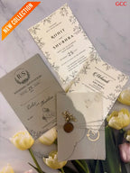 Minimalist Sage & Gold Foil Monogram Wedding Invitation Suite