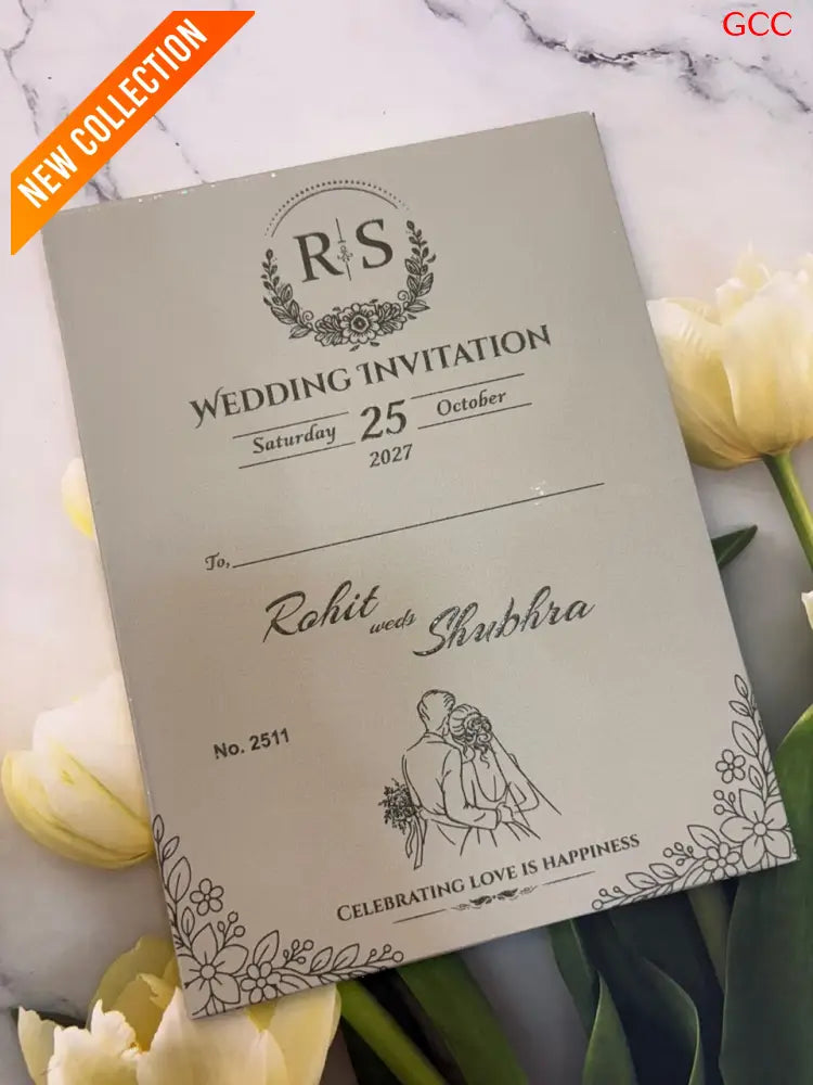 Minimalist Sage & Gold Foil Monogram Wedding Invitation Suite