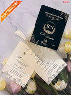 Opulent Black & Gold Foil Floral Wedding Invitation Suite with Vellum Overlay