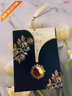 Opulent Black & Gold Foil Floral Wedding Invitation Suite with Vellum Overlay