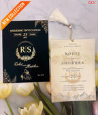 Opulent Black & Gold Foil Floral Wedding Invitation Suite with Vellum Overlay