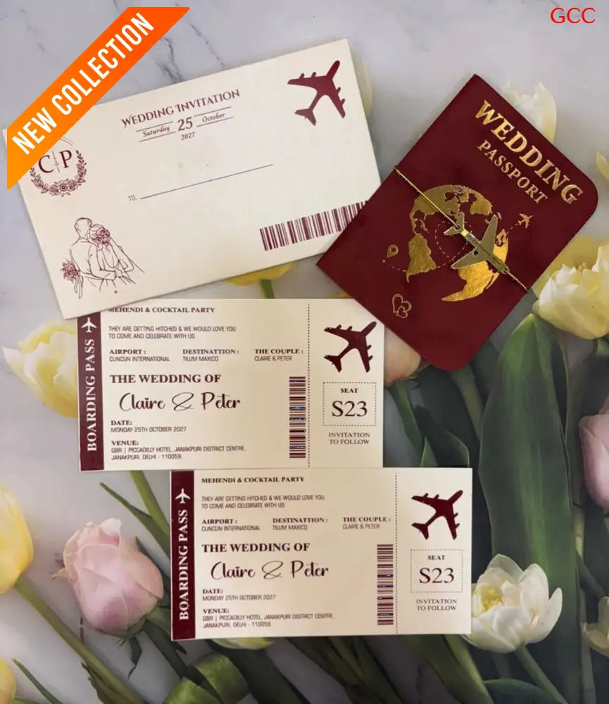 Passport Wedding Invitation Cards for Marriage | Unique Travel Theme Wedding Invites