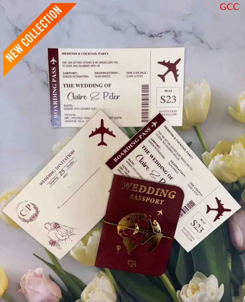 Passport Wedding Invitation Cards for Marriage | Unique Travel Theme Wedding Invites