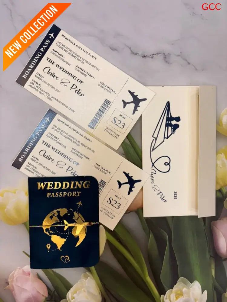 Passport Wedding Invitation Cards for Marriage | Unique Travel Theme Wedding Invites