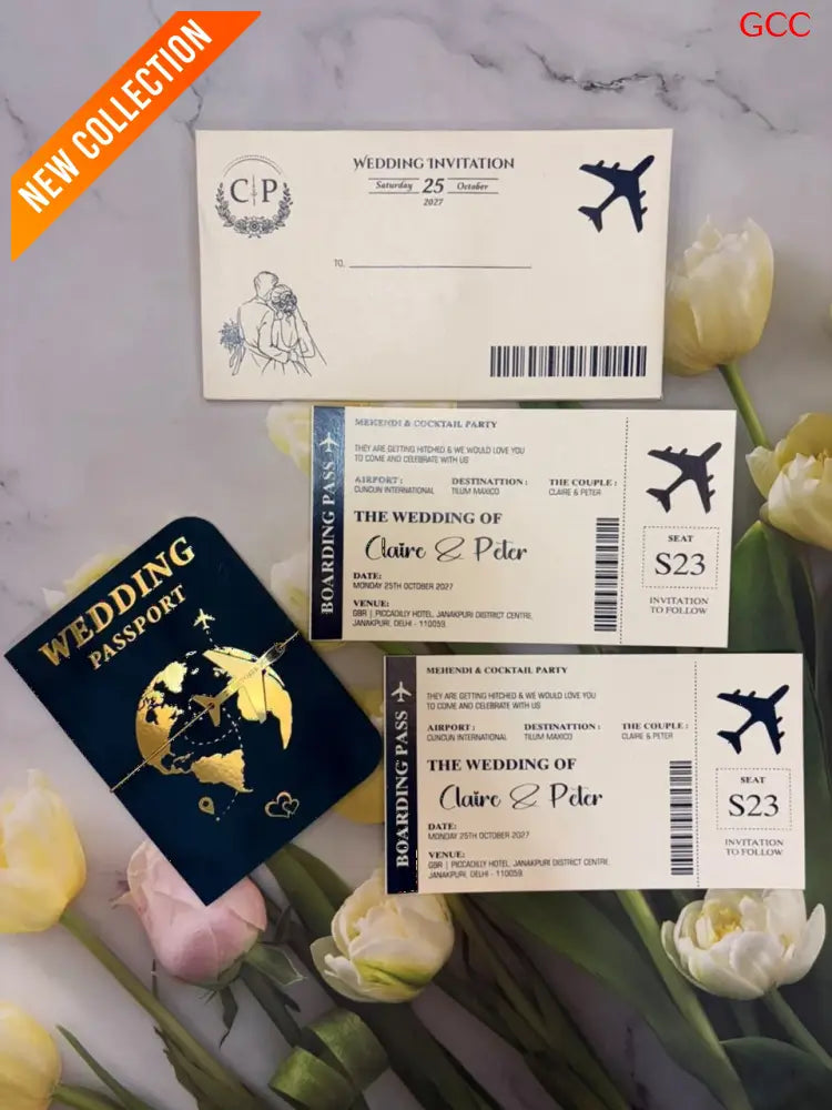 Passport Wedding Invitation Cards for Marriage | Unique Travel Theme Wedding Invites