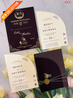 Premium Burgundy Wedding Invitation Card with Gold Foil Printing | Elegant Marriage Invite