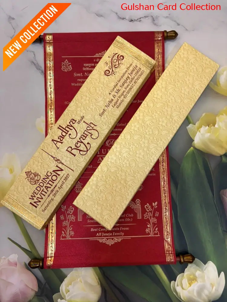 Red & Cream Scroll Invitation Card SD