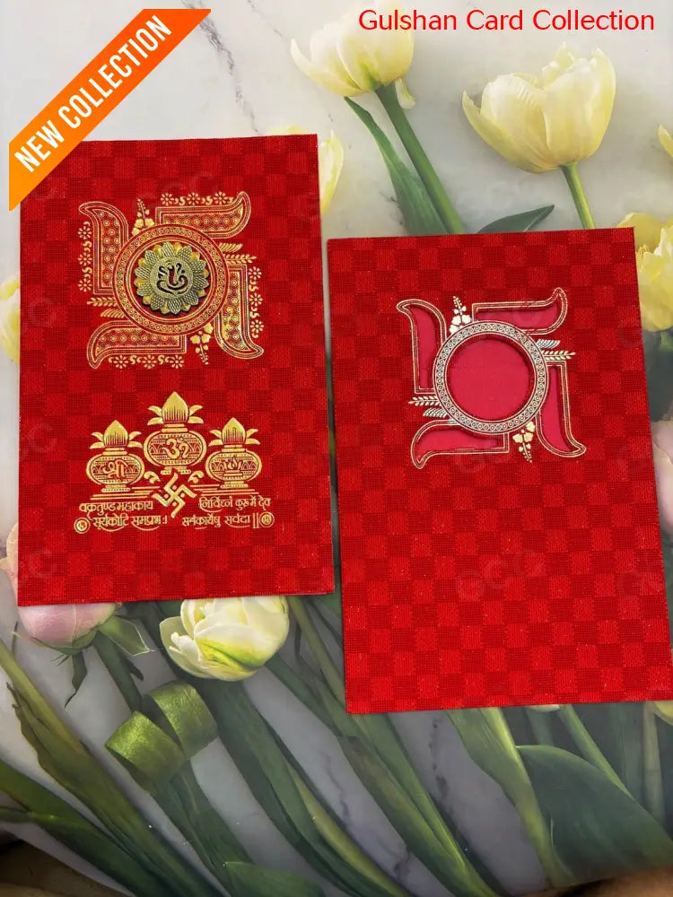 Watermarked - Red designer wedding invitation FT 13