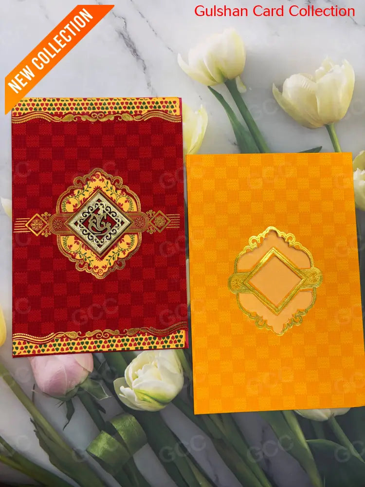 Watermarked - Red & Yellow designer wedding invitation FT 05