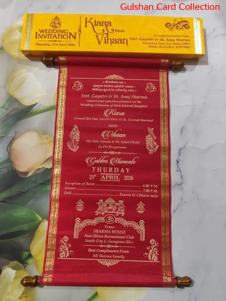 Red & Yellow Scroll Invitation Card SD.