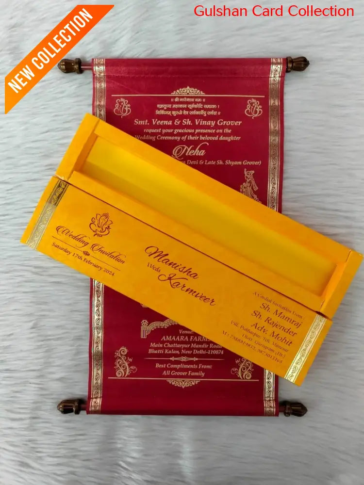 Red & Yellow Scroll Invitation Card SD.
