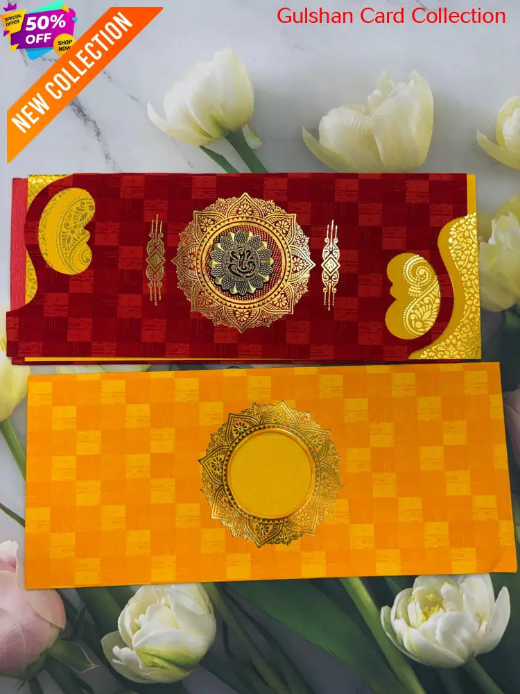 Badged - Red & Yellow wedding invitation Card For Marriage FT 17