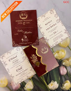 Royal Maroon Velvet & Gold Foil Wedding Invitation Suite (with Custom Monogram & Wax Seal)