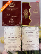 Royal Maroon Velvet & Gold Foil Wedding Invitation Suite (with Custom Monogram & Wax Seal)