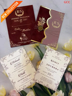 Royal Maroon Velvet & Gold Foil Wedding Invitation Suite (with Custom Monogram & Wax Seal)