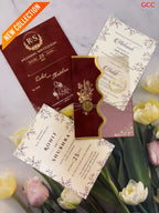 Royal Maroon Velvet & Gold Foil Wedding Invitation Suite (with Custom Monogram & Wax Seal)