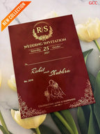 Royal Maroon Velvet & Gold Foil Wedding Invitation Suite (with Custom Monogram & Wax Seal)
