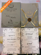 Royal Sage & Gold Crest Wedding Invitation Set with Wax Seal