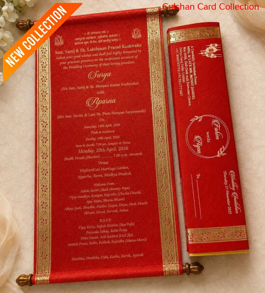 Scroll Wedding Invitation Card for Marriage FWA 09