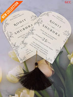 Taupe & Gold Foil Monogram Wreath Arch Wedding Invitation Suite with Tassel