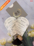Taupe & Gold Foil Monogram Wreath Arch Wedding Invitation Suite with Tassel